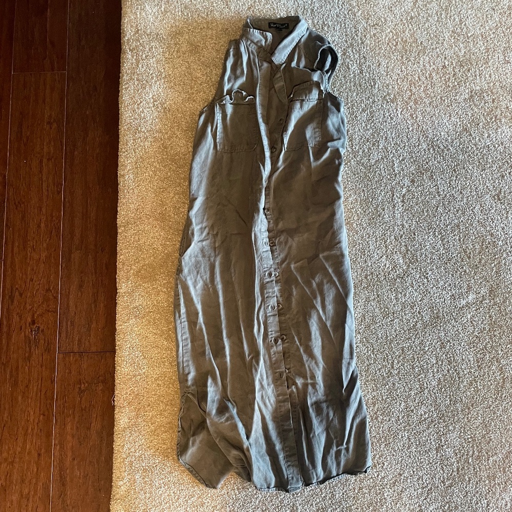 olive green button up dress